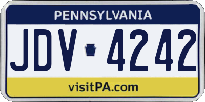 PA license plate JDV4242