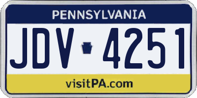 PA license plate JDV4251