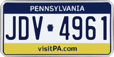 PA license plate JDV4961