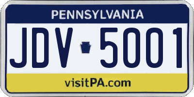 PA license plate JDV5001