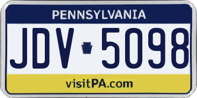 PA license plate JDV5098