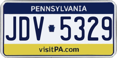 PA license plate JDV5329