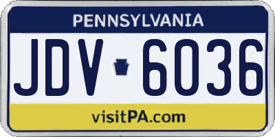 PA license plate JDV6036