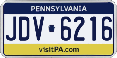 PA license plate JDV6216