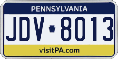 PA license plate JDV8013