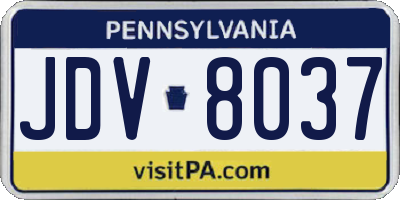 PA license plate JDV8037