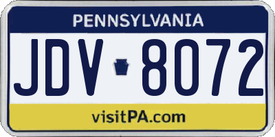 PA license plate JDV8072