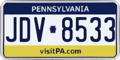 PA license plate JDV8533