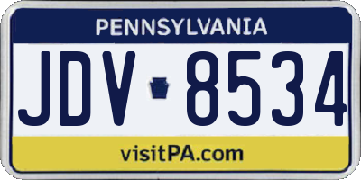PA license plate JDV8534