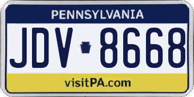 PA license plate JDV8668