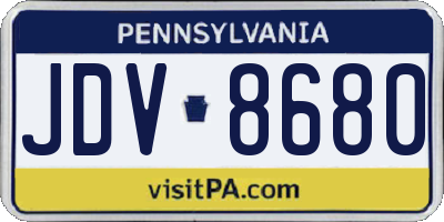 PA license plate JDV8680