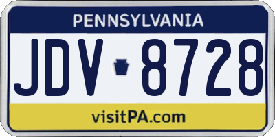 PA license plate JDV8728
