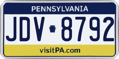 PA license plate JDV8792