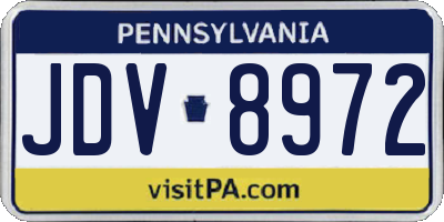 PA license plate JDV8972