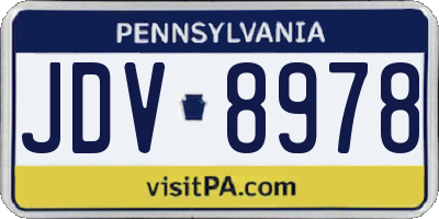 PA license plate JDV8978