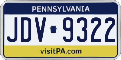 PA license plate JDV9322