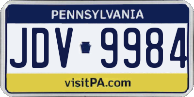 PA license plate JDV9984