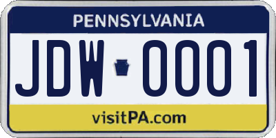 PA license plate JDW0001