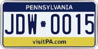 PA license plate JDW0015