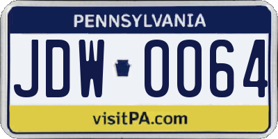 PA license plate JDW0064