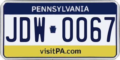 PA license plate JDW0067