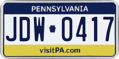 PA license plate JDW0417