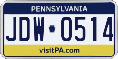 PA license plate JDW0514