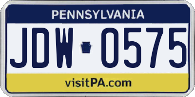PA license plate JDW0575