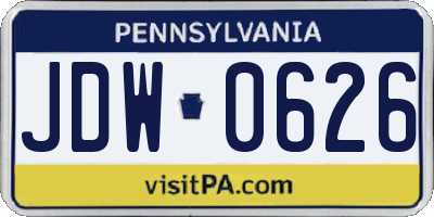 PA license plate JDW0626