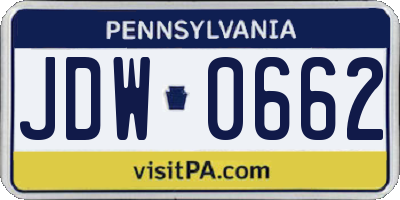 PA license plate JDW0662