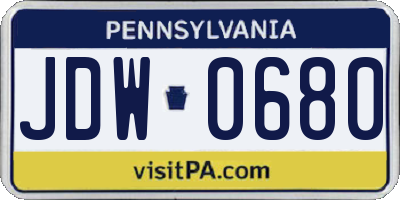 PA license plate JDW0680