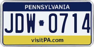 PA license plate JDW0714