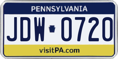 PA license plate JDW0720
