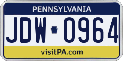 PA license plate JDW0964