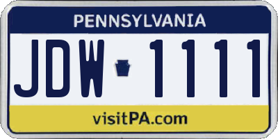 PA license plate JDW1111