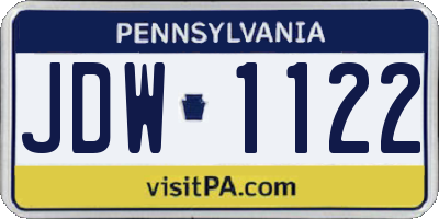 PA license plate JDW1122