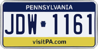 PA license plate JDW1161