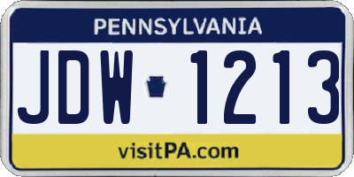 PA license plate JDW1213