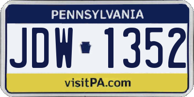 PA license plate JDW1352
