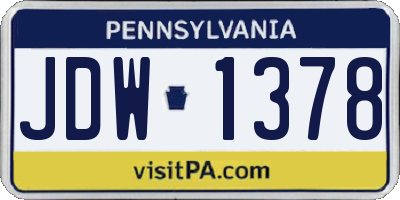 PA license plate JDW1378