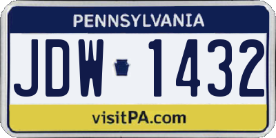 PA license plate JDW1432