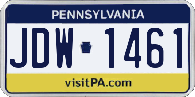 PA license plate JDW1461
