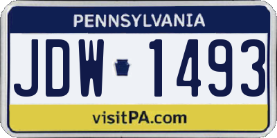 PA license plate JDW1493