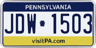 PA license plate JDW1503