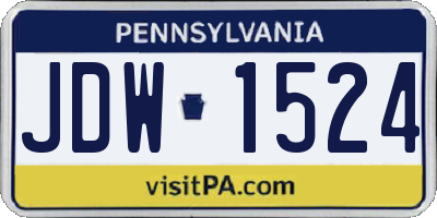 PA license plate JDW1524