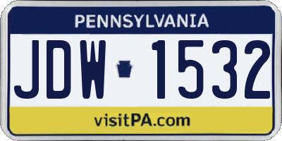 PA license plate JDW1532