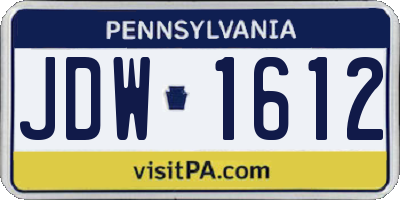 PA license plate JDW1612