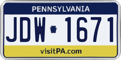 PA license plate JDW1671