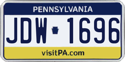 PA license plate JDW1696