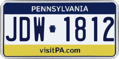 PA license plate JDW1812